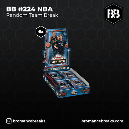 BB Break #224 / Topps Chrome Update NBA HALF CASE Hobby Box Break (6x Hobby) / RTB (Random Team Break)