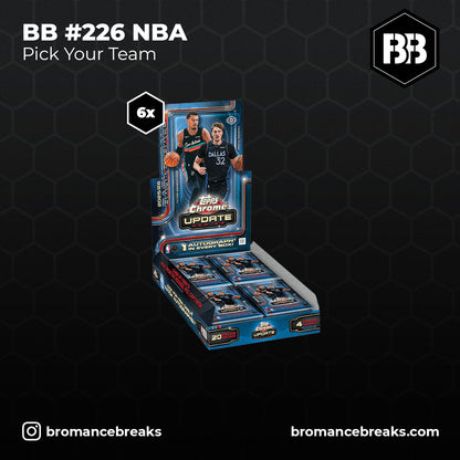BB Break #226 / Topps Chrome Update NBA HALF CASE Hobby Box Break (6x Hobby) / P.Y.T (Pick Your Team)