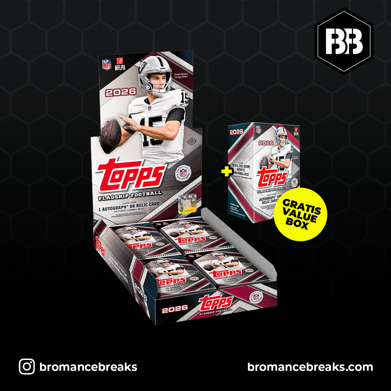 2026 TOPPS FLAGSHIP NFL HOBBY BOX – SEALED + 1x VALUE BOX GRATIS ZU JEDER HOBBY BOX